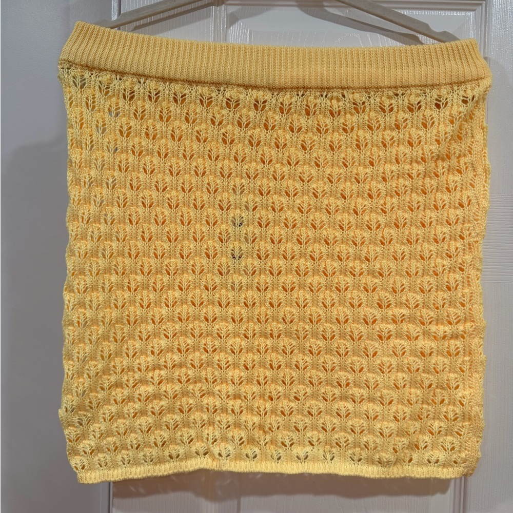 For Love And Lemons Yellow Crochet Mini Skirt